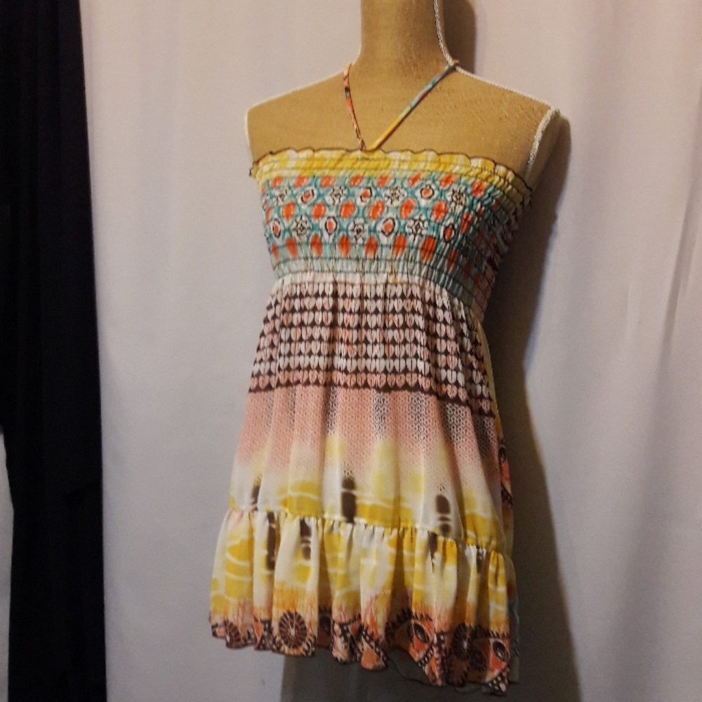 Blu Heaven  Sheer halter Tunic  S. New